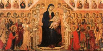 Duccio Di Buoninsegna : Madonna and Child Enthroned with Angels and Saints